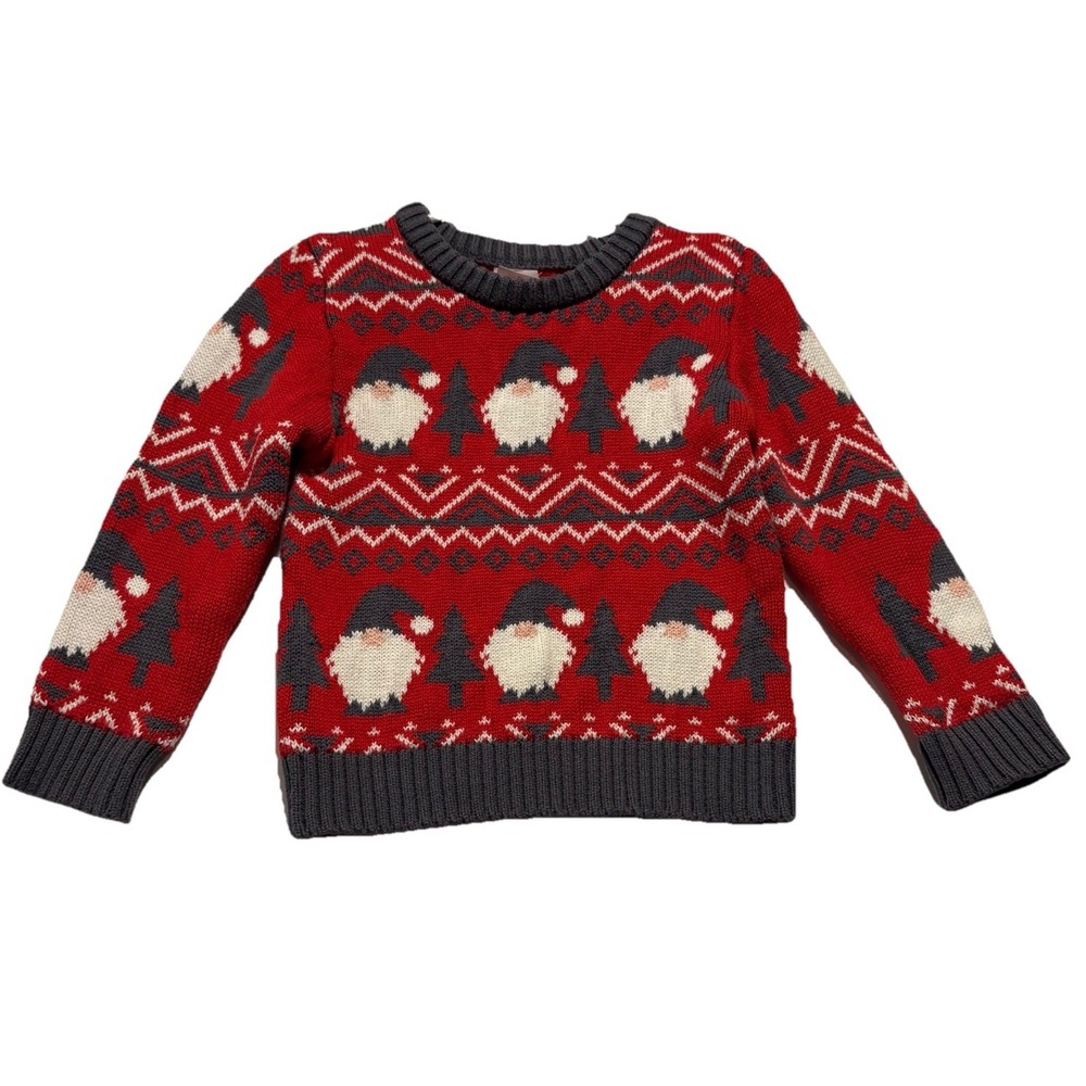Holiday Time Christmas Santa Red Gnome‎ Sweater-Unisex 4T Boys Girls
